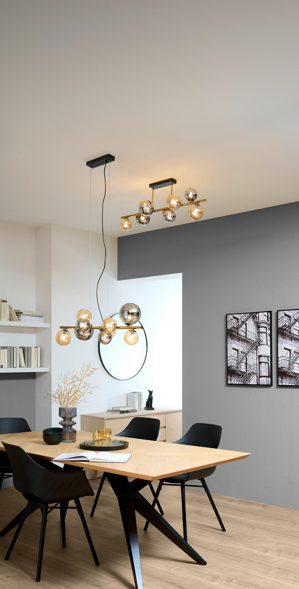 LED-HÄNGELEUCHTE 86,6/36/120 cm    - Goldfarben/Bernsteinfarben, Lifestyle, Glas/Metall (86,6/36/120cm) - Dieter Knoll