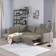 ECKSOFA in Flachgewebe, Leinenoptik Hellbraun  - Hellbraun/Schwarz, Design, Textil/Metall (208/247cm) - Xora