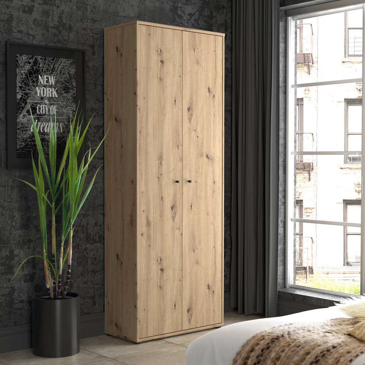 DREHTÜRENSCHRANK in Eiche Artisan  - Eiche Artisan, Design, Holzwerkstoff (73,7/197,5/34,8cm)