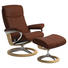 SESSELSET PEACE L Echtleder Hocker - Rostfarben/Naturfarben, KONVENTIONELL, Leder/Holz (93/103/78cm) - Stressless