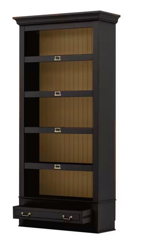 REGAL Pinie massiv Schwarz - Schwarz/Bronzefarben, LIFESTYLE, Holz/Metall (117/238,5/46,5cm) - Livetastic