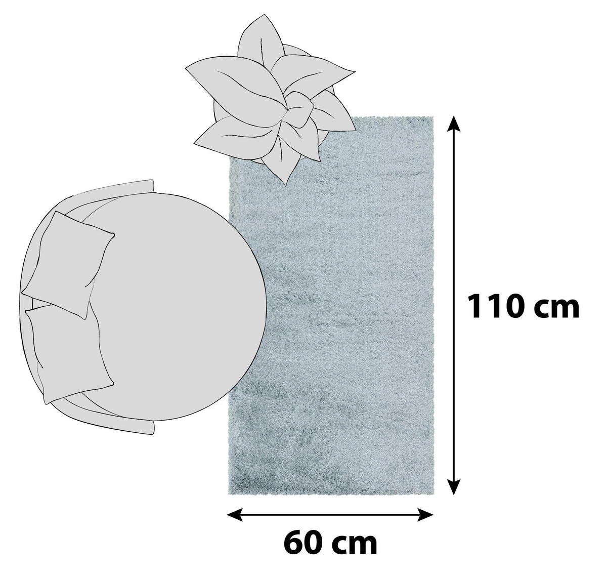 KOBEREC S VYSOKÝM VLASOM, 60/110 cm, modrá - modrá, Basics, textil (60/110cm) - Novel