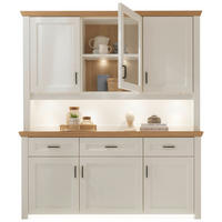 BUFFET Weiß, Eichefarben  166/185/43 cm  - Eichefarben/Schwarz, LIFESTYLE, Glas/Holz (166/185/43cm) - Landscape