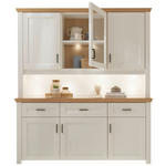 BUFFET Weiß, Eichefarben  166/185/43 cm  - Eichefarben/Schwarz, LIFESTYLE, Glas/Holz (166/185/43cm) - Landscape