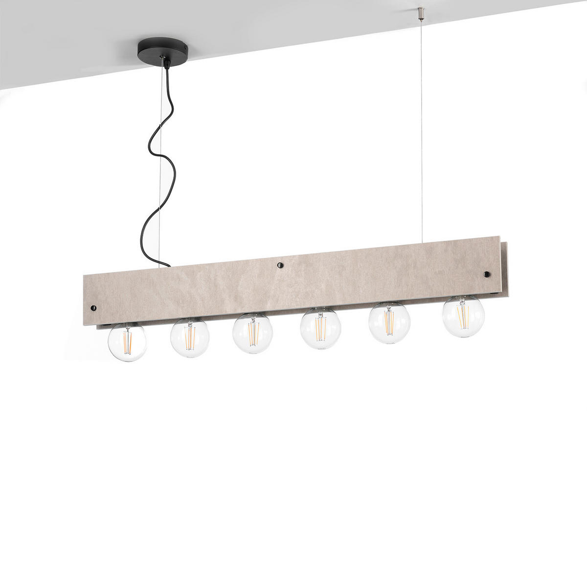 HÄNGELEUCHTE 100/9/150 cm  - Schwarz/Grau, Natur, Metall (100/9/150cm)