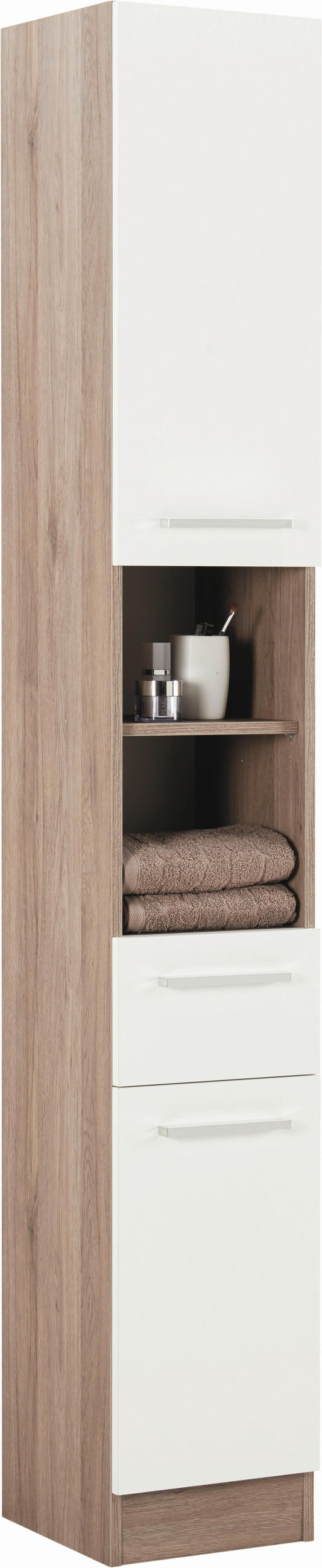 HOCHSCHRANK 30/195,5/33 cm  - Chromfarben/Eichefarben, Design, Holzwerkstoff (30/195,5/33cm) - Xora