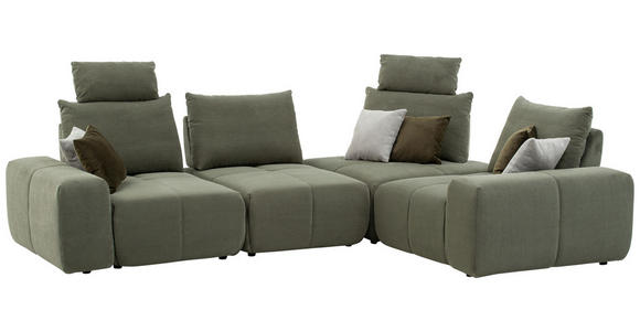 ECKSOFA in Velours Olivgrün 326/236 cm - Schwarz/Olivgrün, Design, Kunststoff/Textil (326/236cm) - Xora