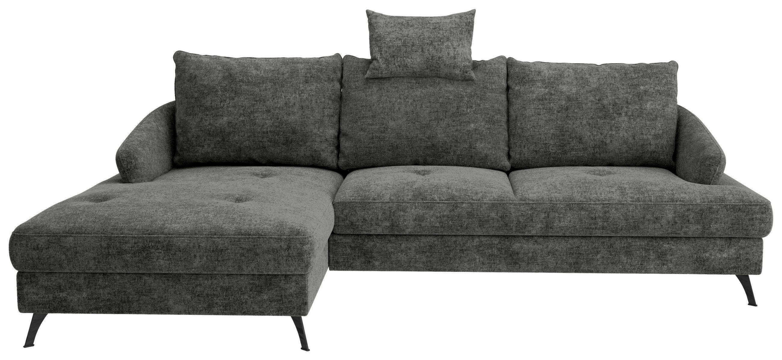 ECKSOFA in Webstoff Schwarz  - Schwarz, KONVENTIONELL, Textil/Metall (183/293cm) - Carryhome