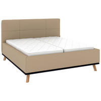 POLSTERBETT Matratze, Lattenrost, Bettkasten 180/200 cm  in Beige  - Eichefarben/Beige, Design, Holz/Textil (180/200cm) - Musterring