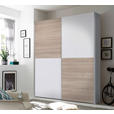 SCHWEBETÜRENSCHRANK  in Weiß, Sonoma Eiche  - Alufarben/Weiß, KONVENTIONELL, Holzwerkstoff/Metall (170/195/59cm) - Carryhome