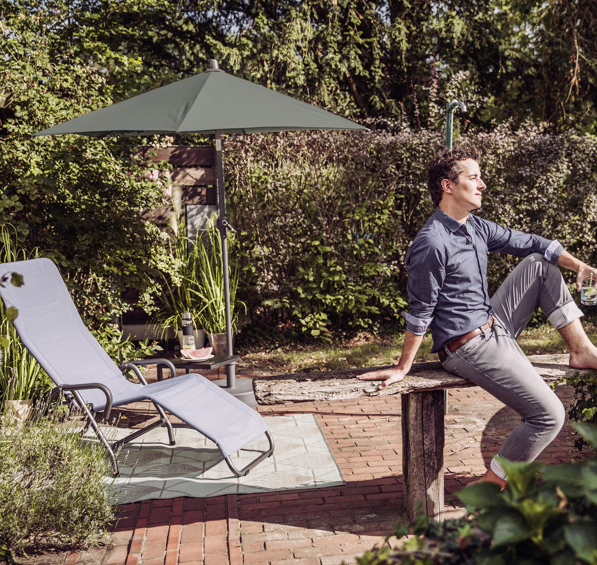 SONNENSCHIRM 250 cm  - Anthrazit/Olivgrün, KONVENTIONELL, Textil/Metall (250/250cm) - Siena Garden