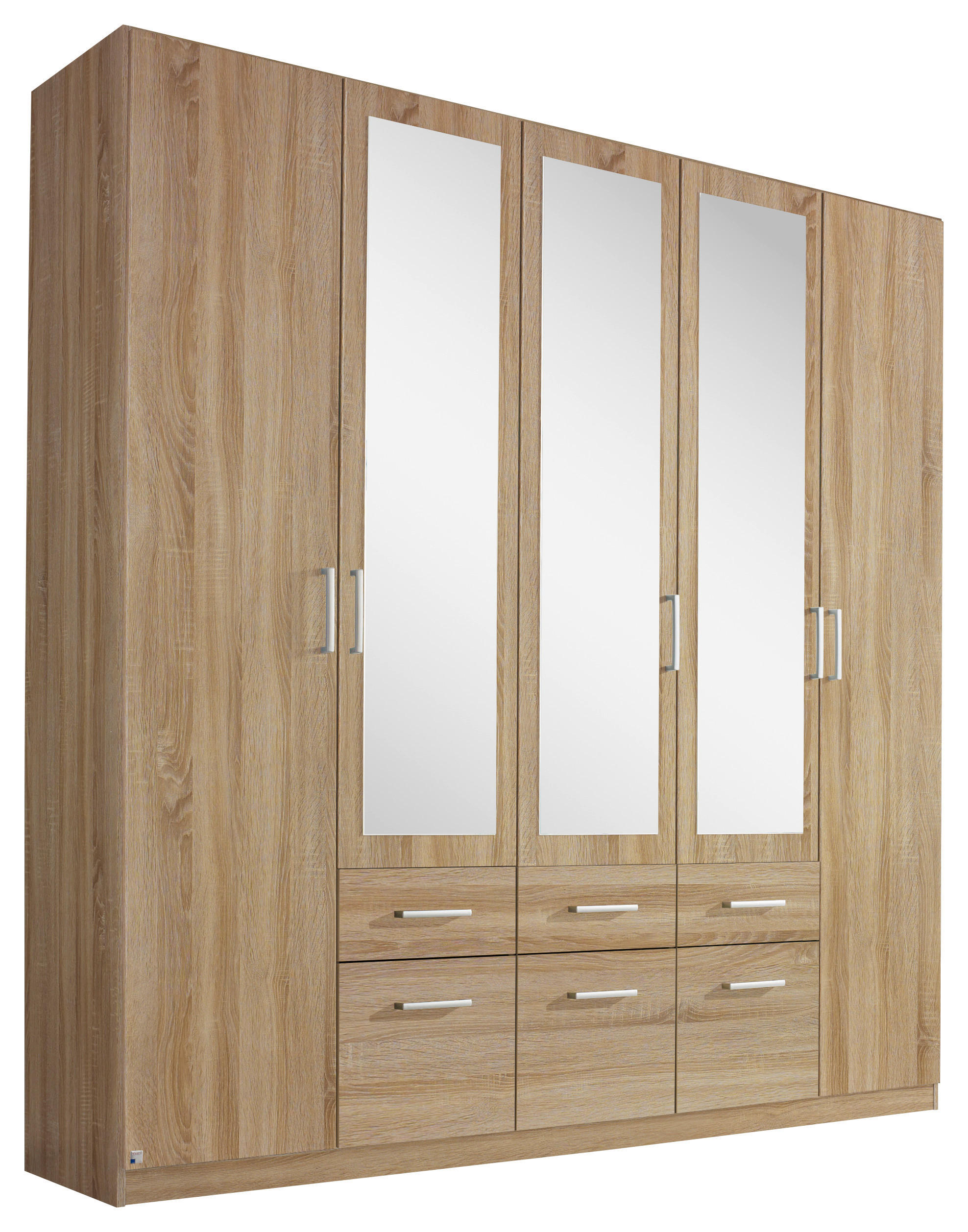 DREHTÜRENSCHRANK 5-türig Sonoma Eiche  - Alufarben/Sonoma Eiche, Basics, Holzwerkstoff/Kunststoff (226/229/54cm) - Xora