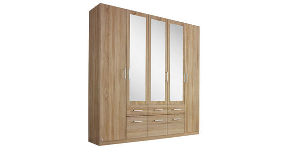 DREHTÜRENSCHRANK 5-türig Sonoma Eiche  - Alufarben/Sonoma Eiche, Basics, Holzwerkstoff/Kunststoff (226/229/54cm) - Xora
