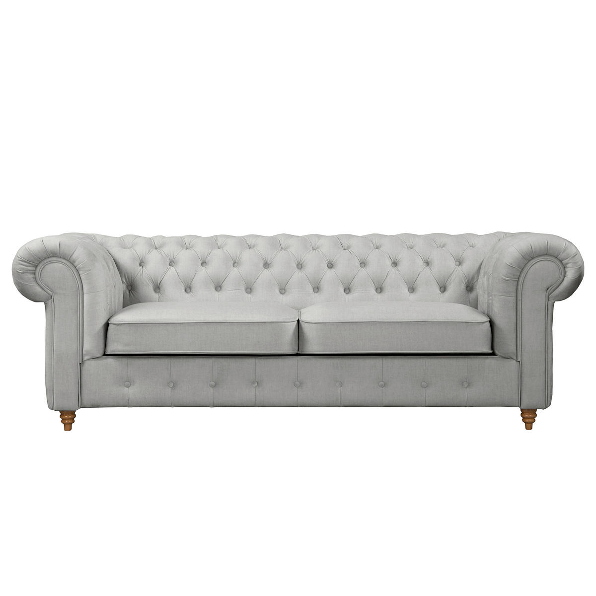 SCHLAFSOFA Mikrofaser Hellgrau Armteil links, Armteil rechts  - Hellgrau/Braun, Design, Holz/Textil (218/74/91cm) - P & B