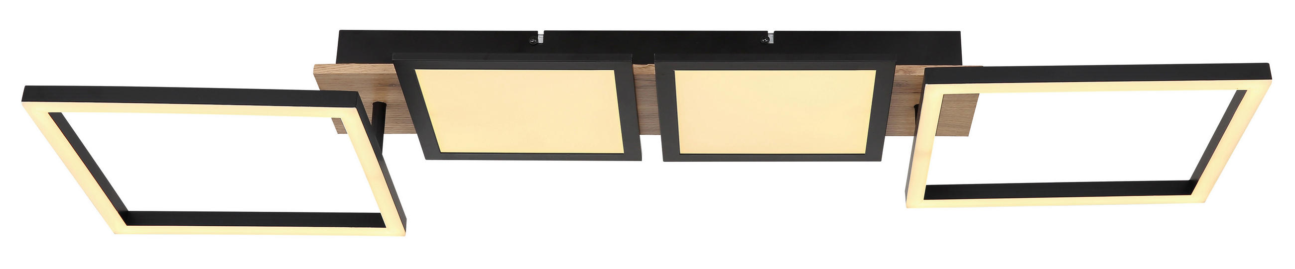 LED-DECKENLEUCHTE Bossy 100/27/11 cm   - Dunkelbraun/Opal, Design, Holzwerkstoff/Kunststoff (100/27/11cm) - Globo