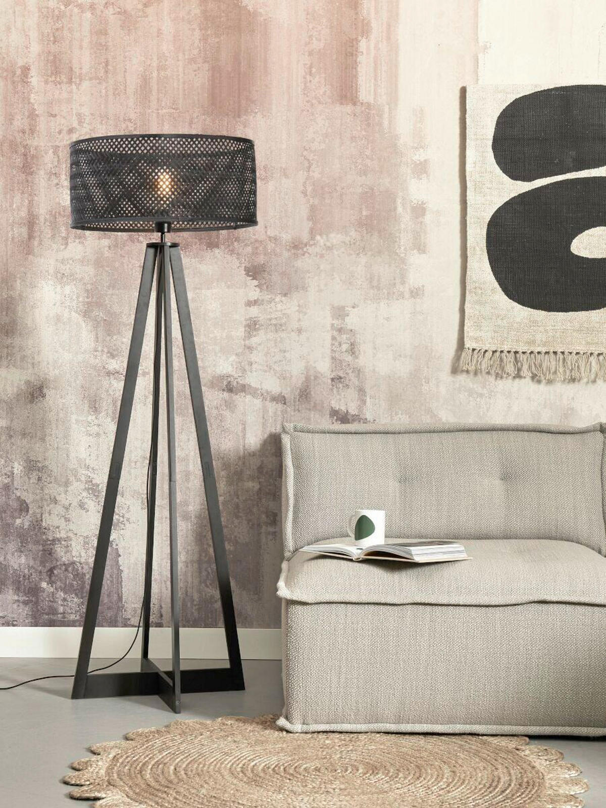 STOJACÍ LAMPA, 50/50/145 cm - černá, Trend (50/50/145cm) - Good & Mojo