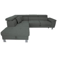 ECKSOFA in Webstoff Grau  - Silberfarben/Grau, Design, Textil/Metall (226/257cm) - Xora