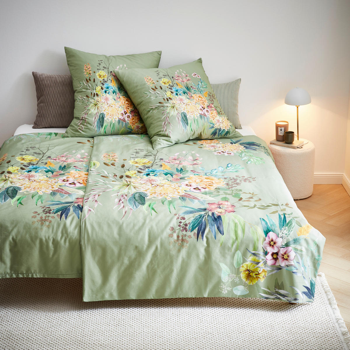 BETTWÄSCHE MODERN ART Makosatin 135/200 cm  - Grün, Design, Textil (135/200cm) - Janine