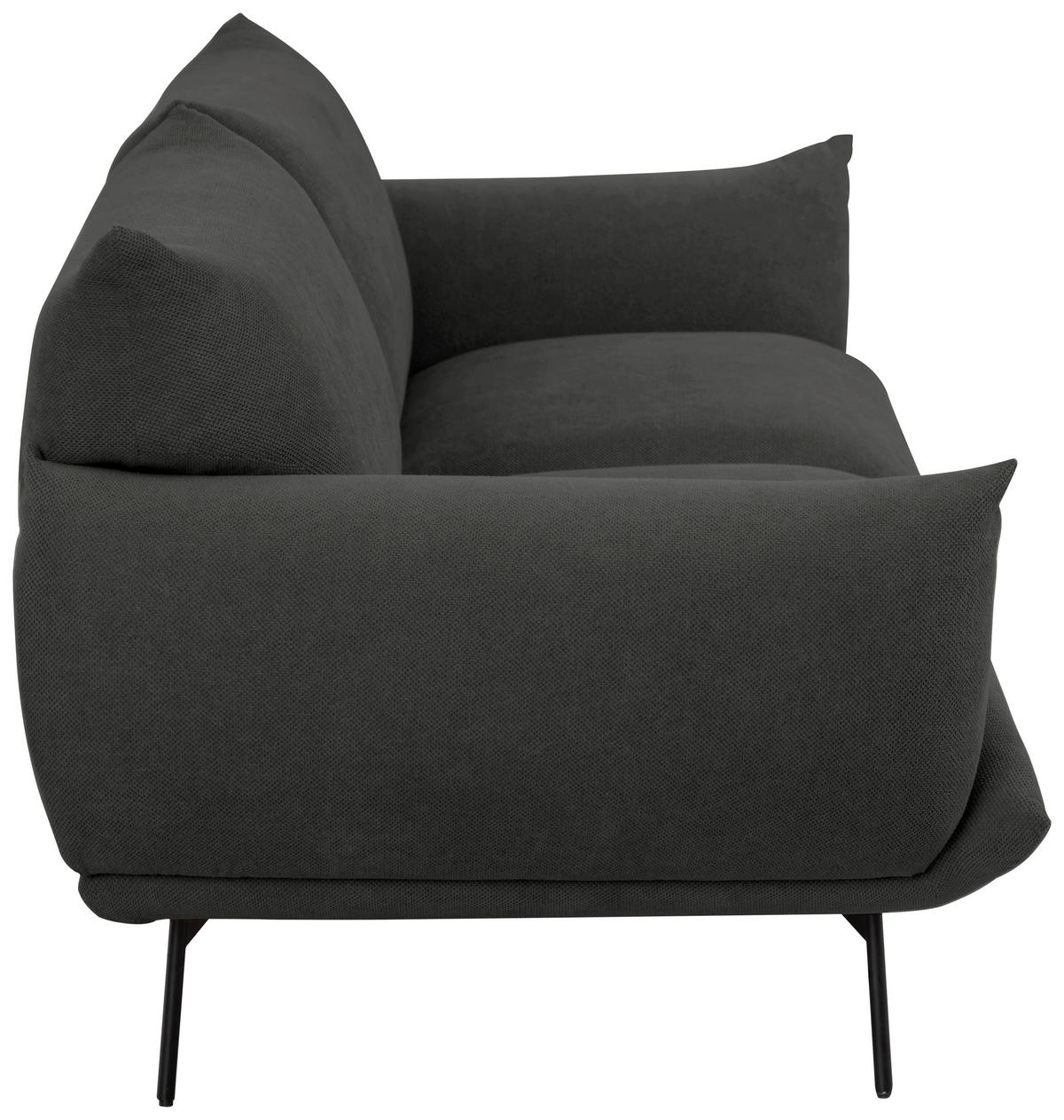 SOFA Mikrofaser Anthrazit  - Anthrazit/Schwarz, Trend, Textil/Metall (185/77/83cm) - P & B