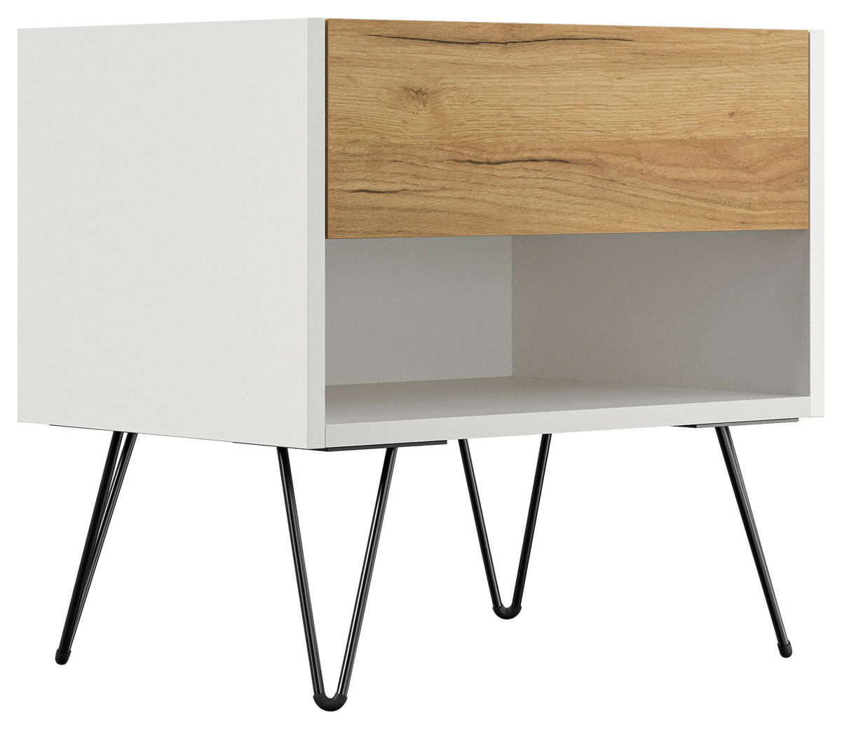 NACHTTISCH 51,2/50/35,6 cm  - Eichefarben/Schwarz, Basics, Holzwerkstoff/Metall (51,2/50/35,6cm) - MID.YOU