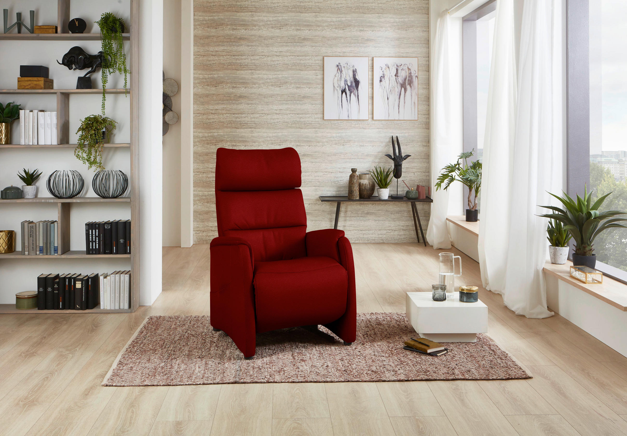 FERNSEHSESSEL in Rot  - Rot/Schwarz, KONVENTIONELL, Leder/Kunststoff (69/109/83cm) - Cantus