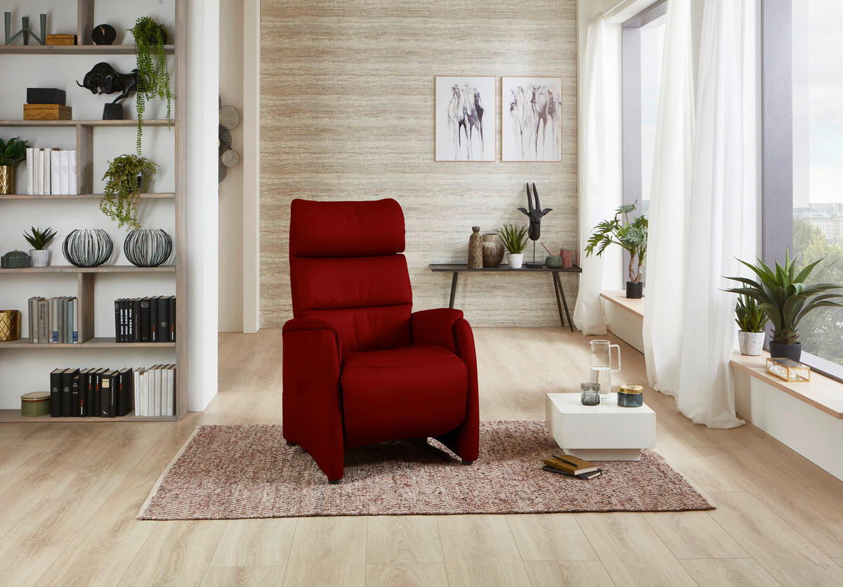 FERNSEHSESSEL Rot  - Rot/Schwarz, Konventionell, Leder/Kunststoff (69/109/83cm) - Cantus