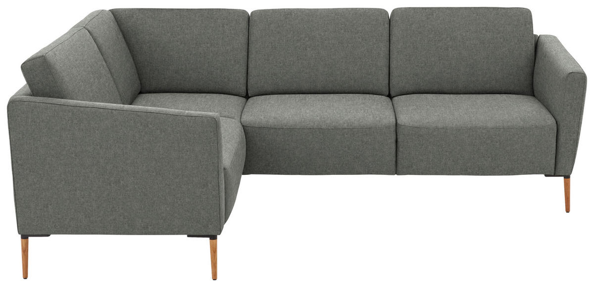 ECKSOFA  in Flachgewebe Graugrün  189/236 cm  - Eichefarben/Graugrün, Design, Holz/Textil (189/236cm) - Valnatura