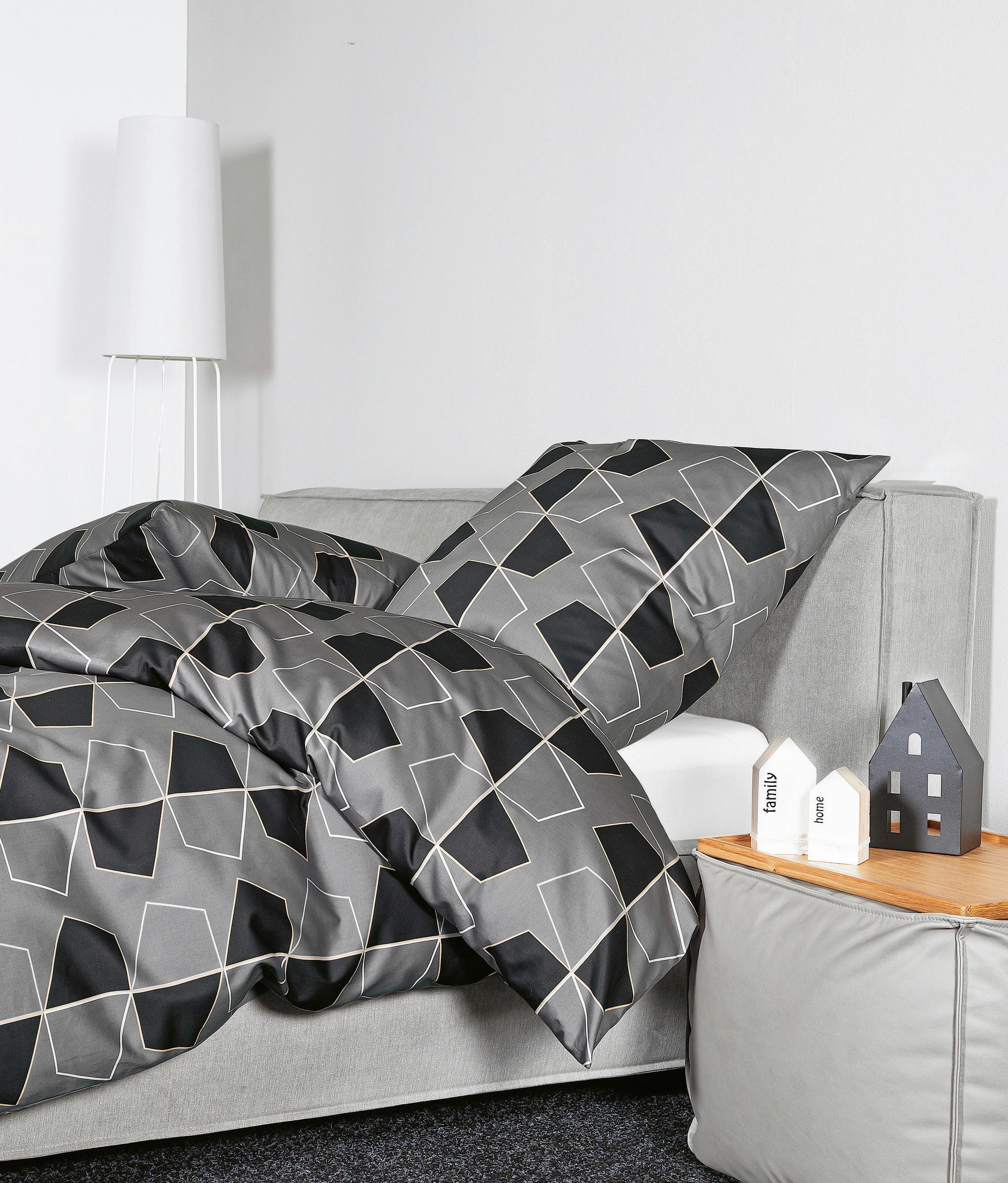BETTWÄSCHE 135/200 cm J.D. Makosatin  - Anthrazit/Titanfarben, Design, Textil (135/200cm) - Janine
