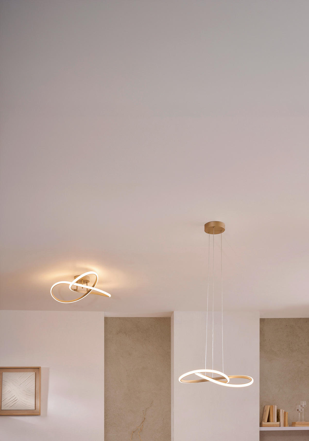 LED-HÄNGLAMPA 55/120 cm  - sandfärgad/kromfärg, Design, metall/plast (55/120cm) - Novel