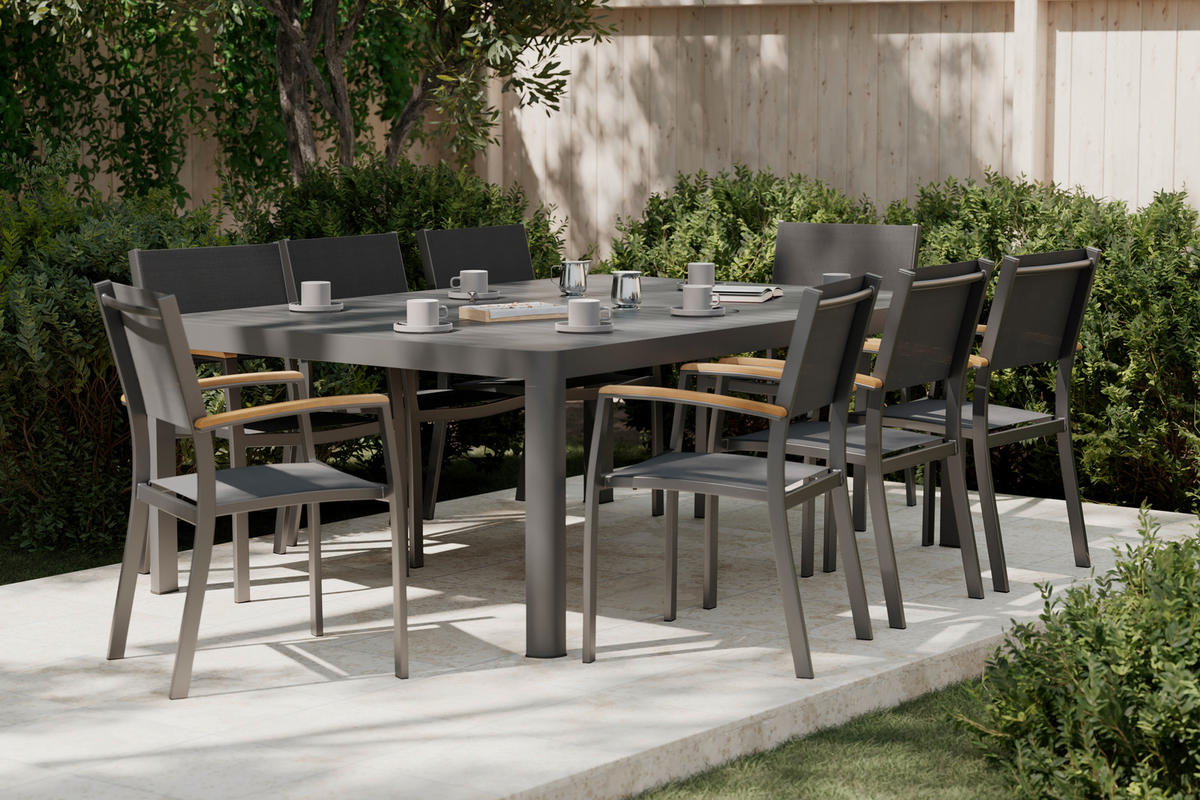 STOL VRTNI     antracit  metal  - antracit, Moderno, metal (142/202/76/142cm) - Ambia Garden