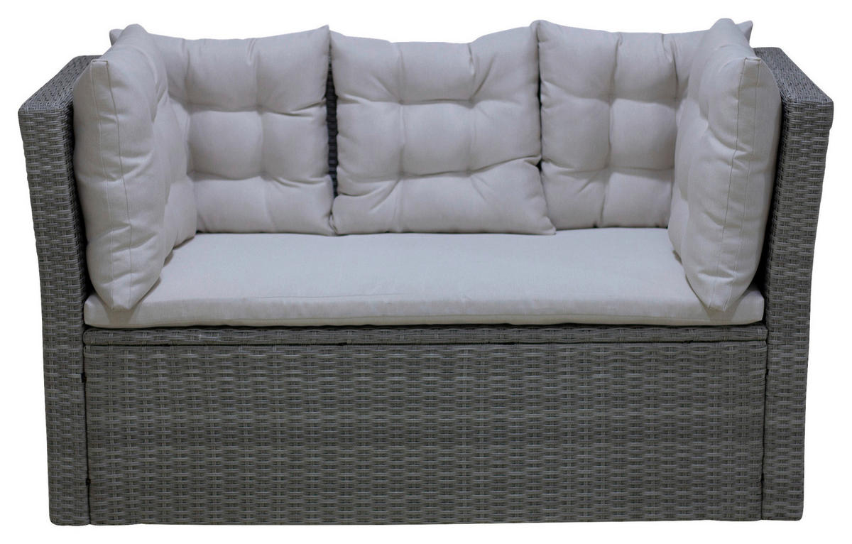 GARTENBANK 160/80/85 cm  in Grau, Beige  - Beige/Schwarz, MODERN, Kunststoff/Textil (160/80/85cm) - Ambia Garden