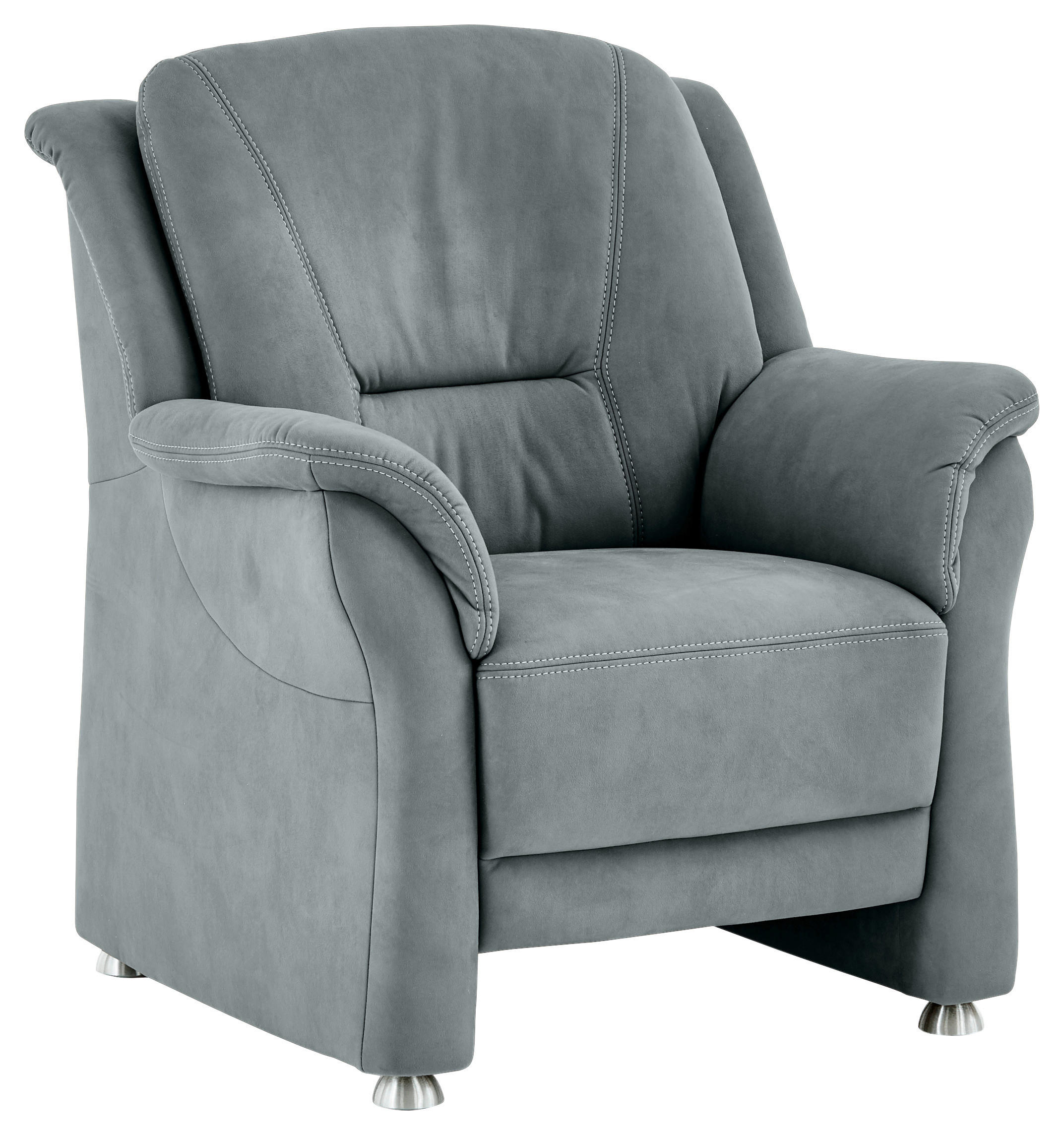 SESSEL in Mikrofaser Blaugrau  - Beige/Blaugrau, Konventionell, Textil/Metall (90/100/92cm) - Beldomo Comfort