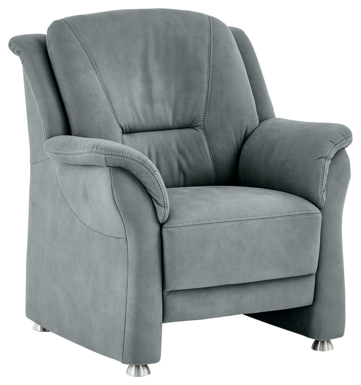 SESSEL in Mikrofaser Blaugrau  - Beige/Blaugrau, Konventionell, Textil/Metall (90/100/92cm) - Beldomo Comfort