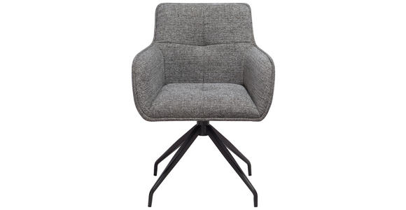 ARMLEHNSTUHL in Eisen Mikrofaser - Schwarz/Grau, Design, Textil/Metall (63/84/62cm) - Novel