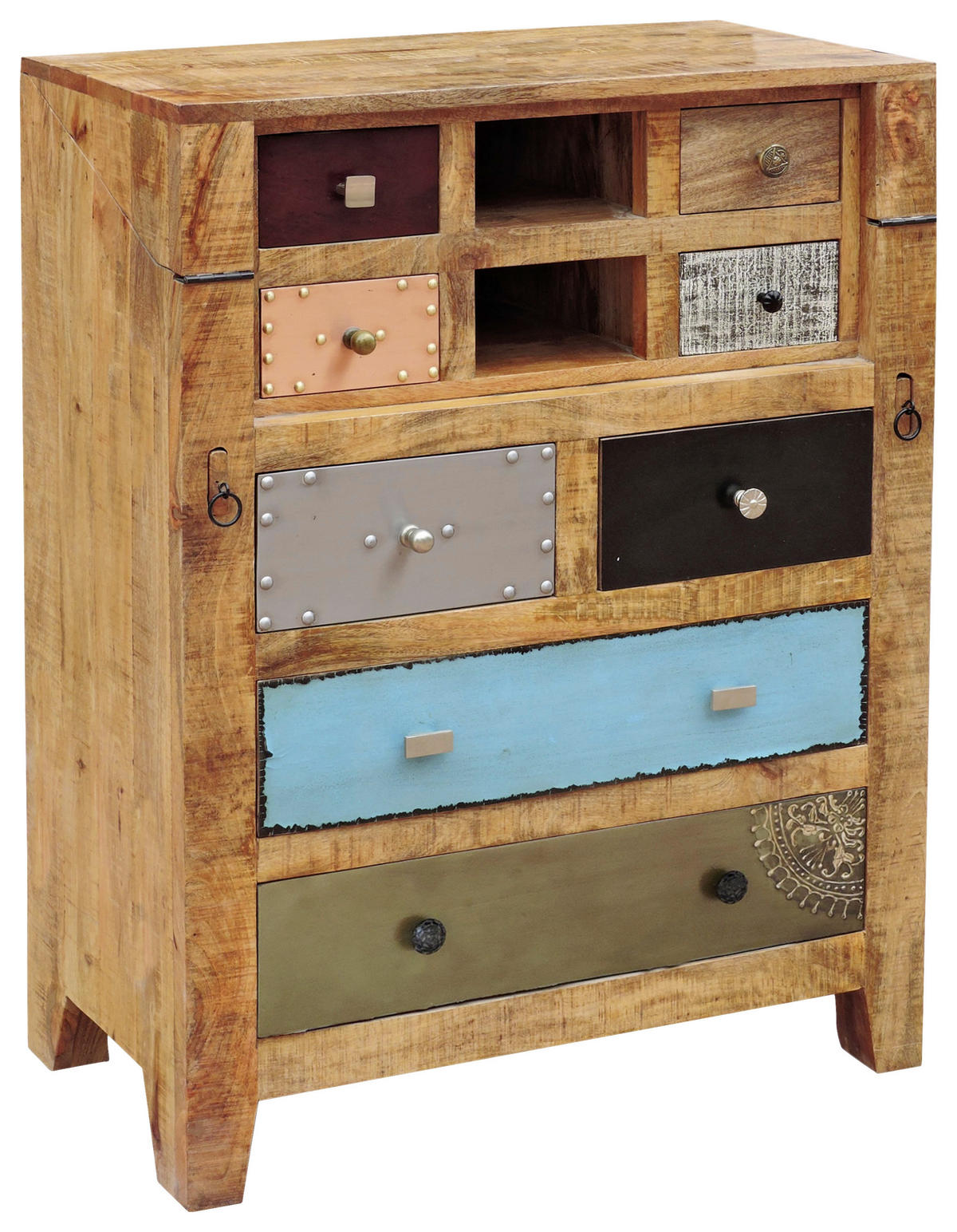 Birou Secretar in multicolor, culoare natur  - maro/culoare inox, Romantik / Landhaus, metal/lemn (80/106/40cm) - Landscape