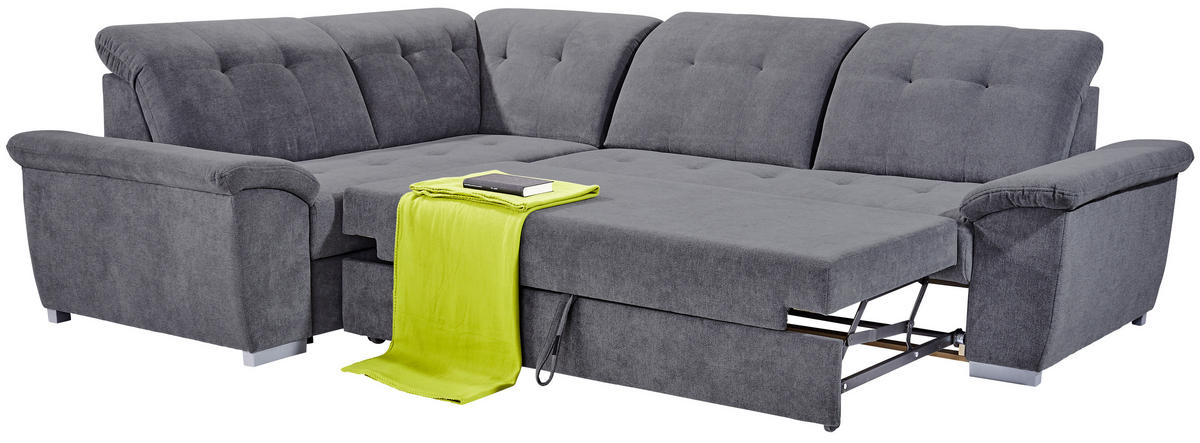 ECKSOFA in Dunkelgrau  - Dunkelgrau/Silberfarben, Design, Kunststoff/Textil (206/285cm) - Livetastic