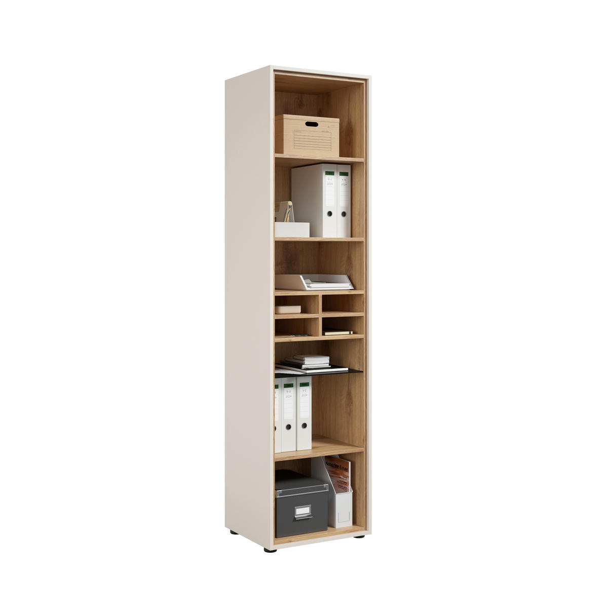 AKTENREGAL Eichefarben, Kaschmir  - Kaschmir/Eichefarben, MODERN, Glas/Holzwerkstoff (50/201/43cm) - Novel