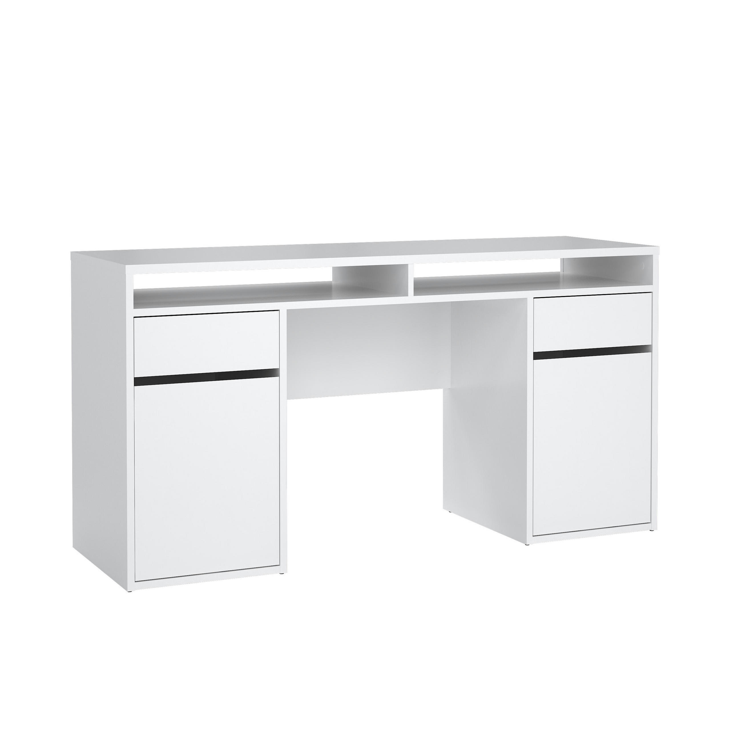 SKRIVBORD  i vit högglans  - vit högglans, Design, trämaterial (149/77,4/48,2cm) - Best Price