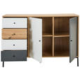 SIDEBOARD  120/80/40 cm 4 Schublade(n)  - Eichefarben/Schwarz, Design, Holzwerkstoff/Metall (120/80/40cm) - Carryhome