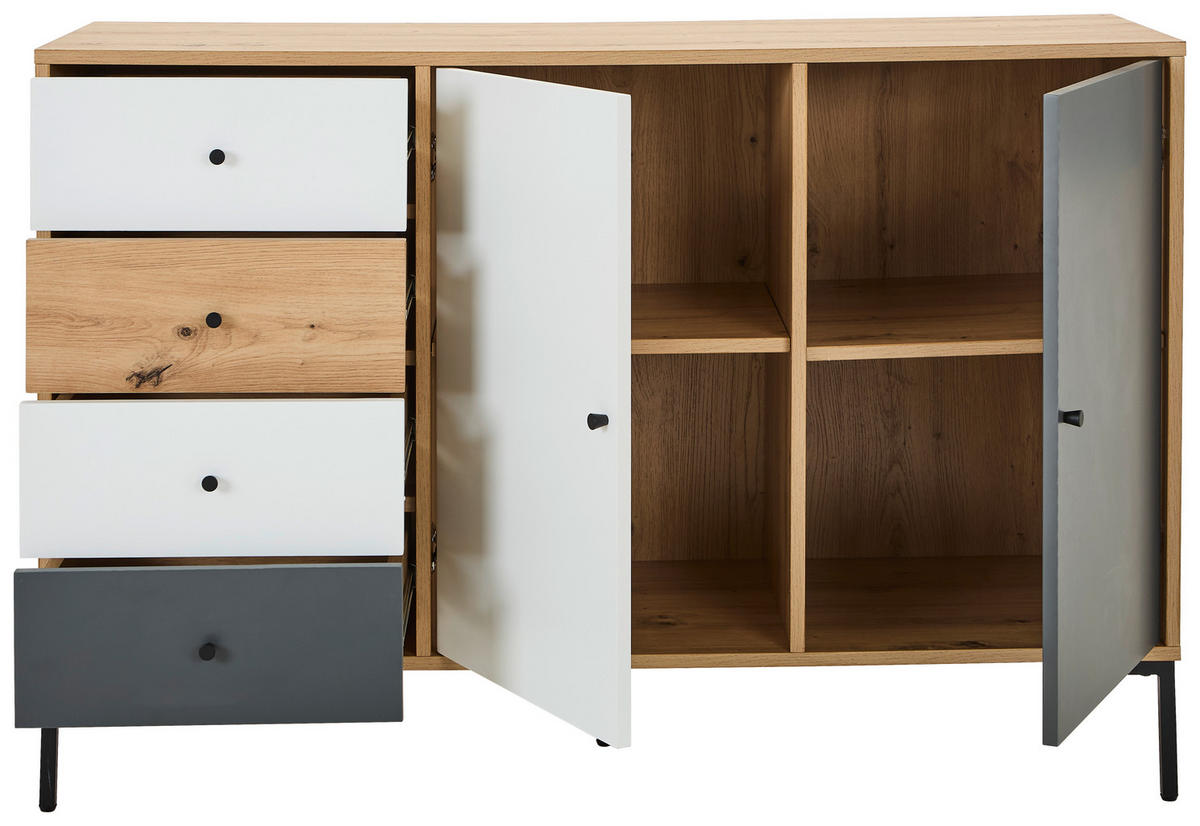 SIDEBOARD  in 120/80/40 cm  - Eichefarben/Schwarz, Design, Holzwerkstoff/Metall (120/80/40cm) - Carryhome