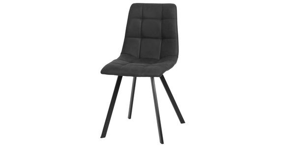 STUHL Mikrofaser Schwarz, Dunkelgrau - Dunkelgrau/Schwarz, Design, Textil/Metall (46/88/54cm) - Carryhome