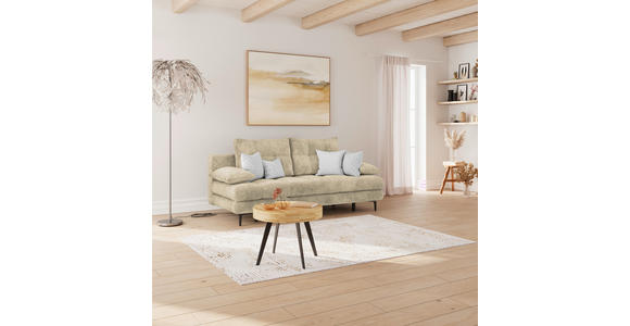 SCHLAFSOFA Chenille Beige Rückenkissen, Armlehnenkissen, Bettkasten, Schlaffunktion, Rücken echt  - Beige/Schwarz, KONVENTIONELL, Textil/Metall (203/94/96cm) - Carryhome