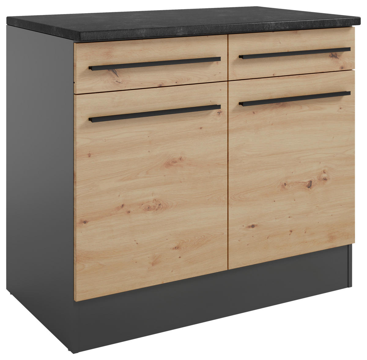 KÜCHENUNTERSCHRANK 100/90/60 cm  in Anthrazit, Eiche Artisan  - Anthrazit/Schwarz, Design, Holzwerkstoff (100/90/60cm) - MID.YOU