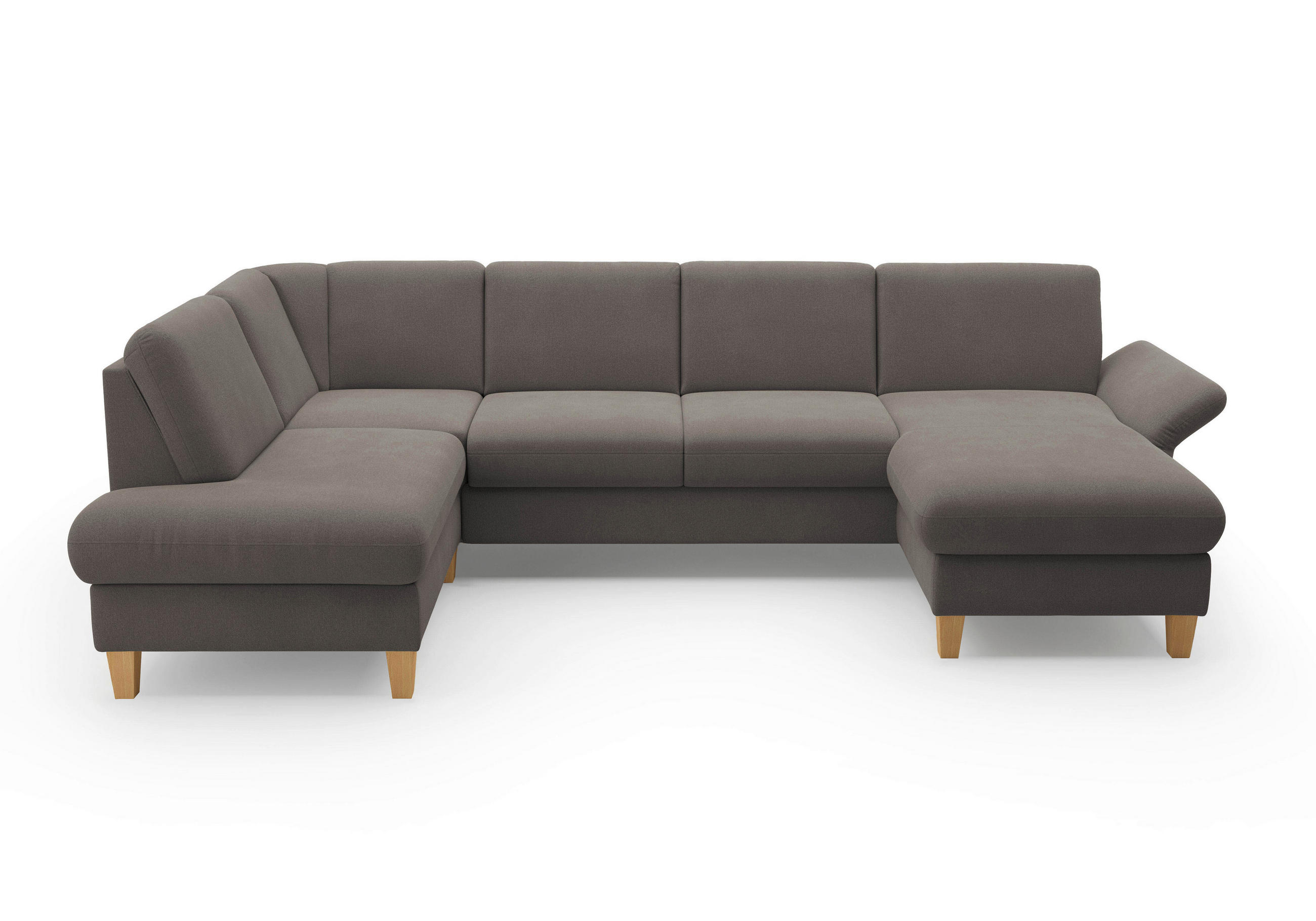 WOHNLANDSCHAFT Graphitfarben Flachgewebe  - Eichefarben/Graphitfarben, KONVENTIONELL, Holz/Textil (195/314/164cm) - Sit & More