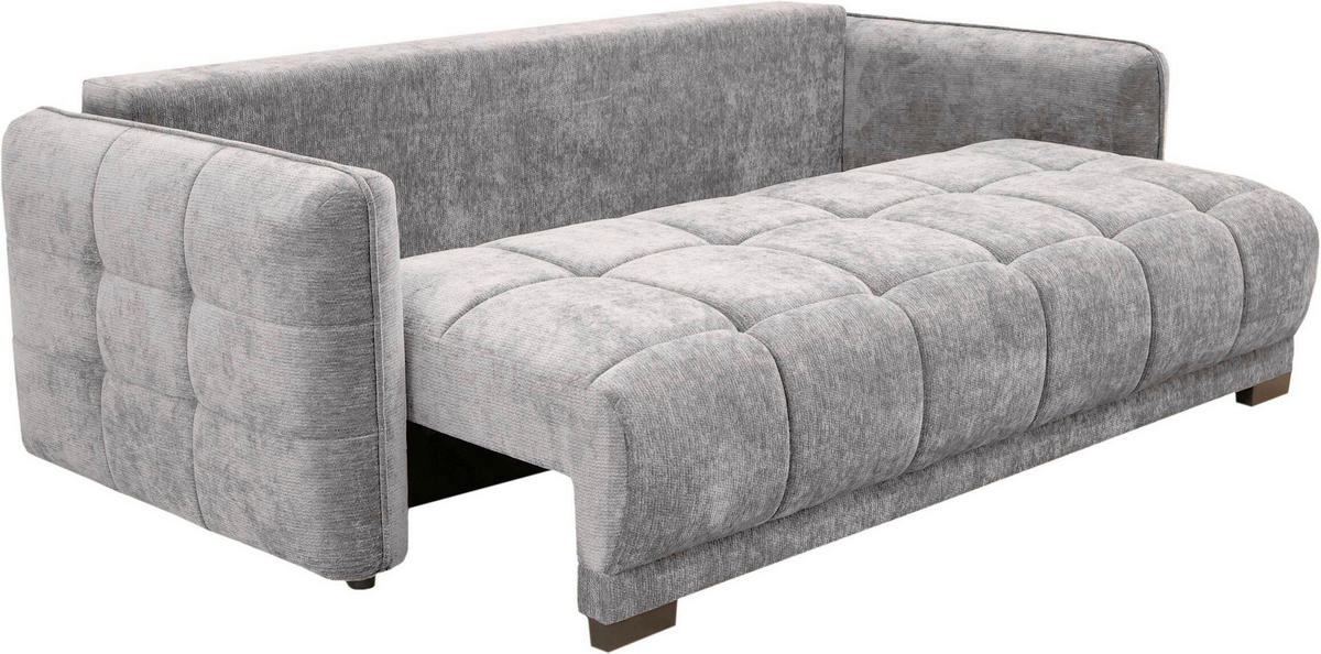 BOXSPRINGSOFA Chenille Grau  inkl. Zierkissen, Rückenkissen, Bettkasten, Schlaffunktion  - Schwarz/Grau, KONVENTIONELL, Kunststoff/Textil (235/94/103cm) - Novel