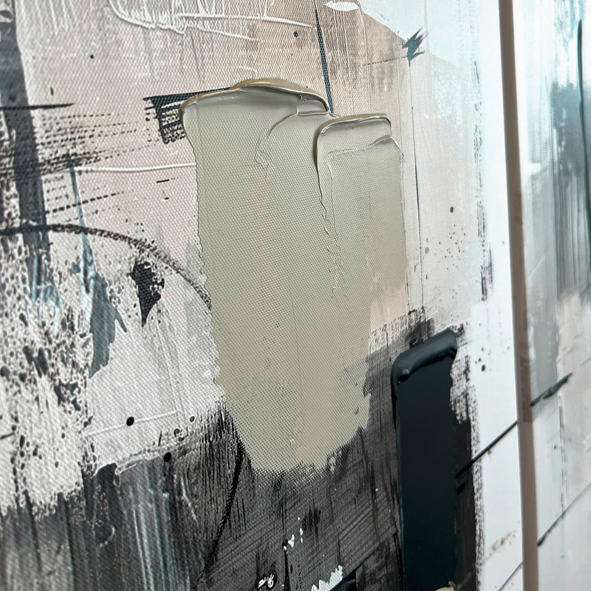 OBRAZ NA PLÁTNE, abstraktné, 70/100 cm  - sivá/biela, Design, kompozitné drevo/textil (70/100cm) - Monee
