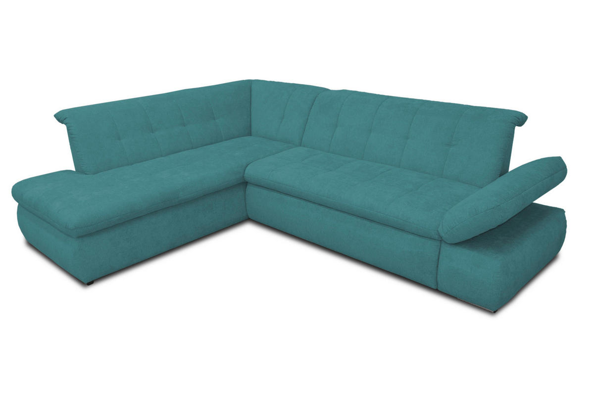 ECKSOFA Petrol Mikrofaser  - Chromfarben/Petrol, KONVENTIONELL, Textil/Metall (216/273cm) - MID.YOU