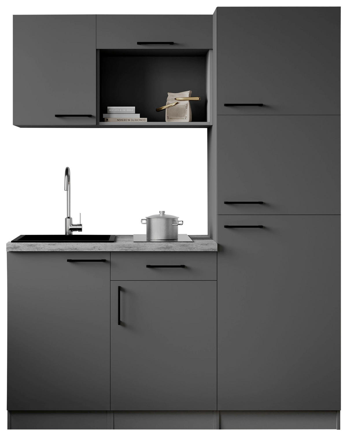 MODULKÖK 160 cm   i grå  - grå, Trend, metall/trämaterial (160cm) - Respekta