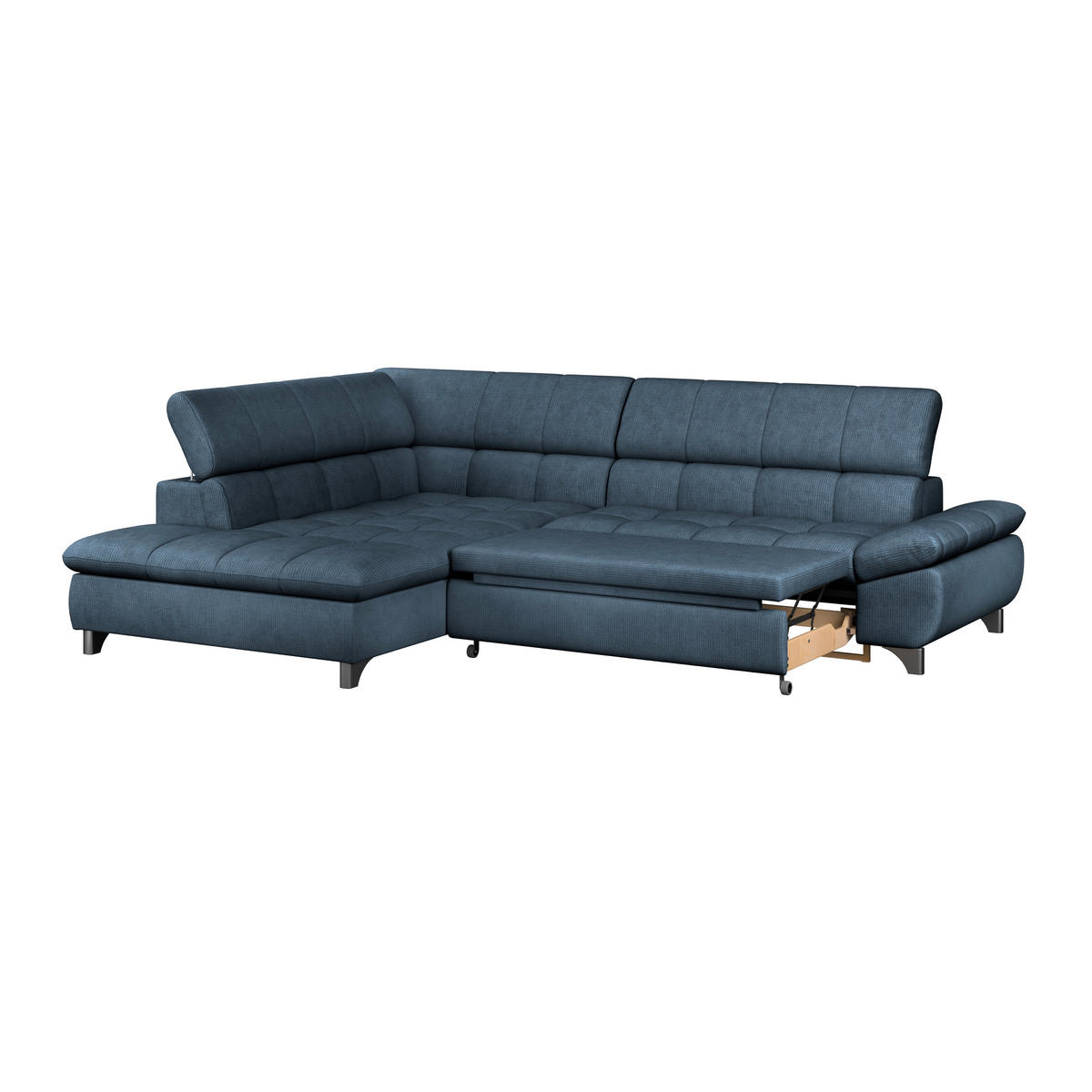 ECKSOFA Dunkelblau Chenille  - Chromfarben/Dunkelblau, KONVENTIONELL, Textil/Metall (234/312cm) - Livetastic