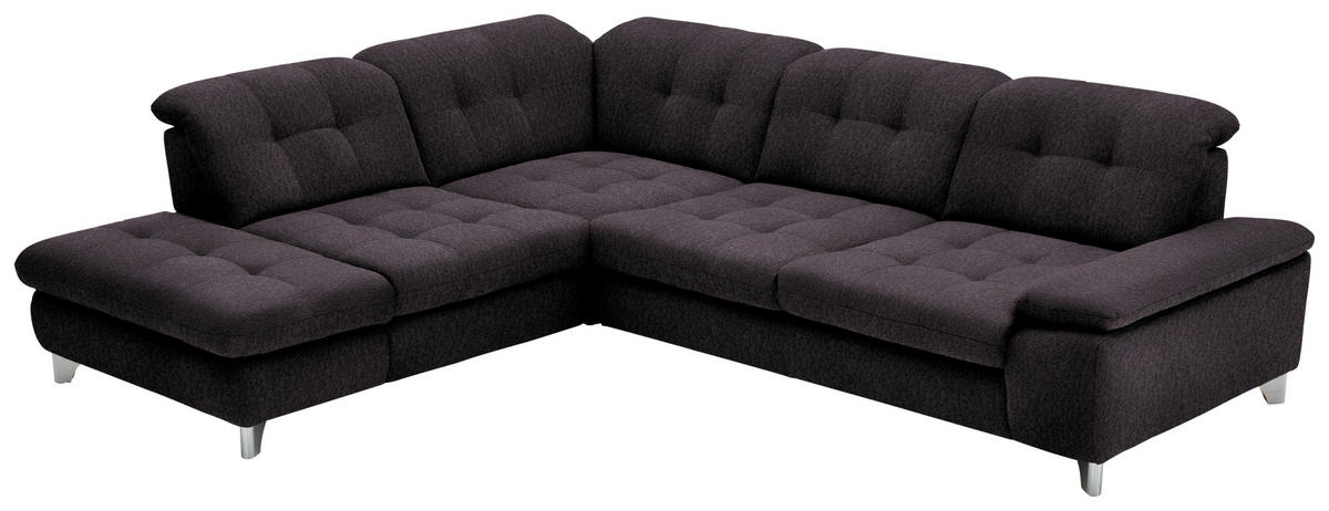 ECKSOFA in Chenille Schwarz  - Chromfarben/Schwarz, Design, Textil/Metall (260/310cm) - Beldomo Speed
